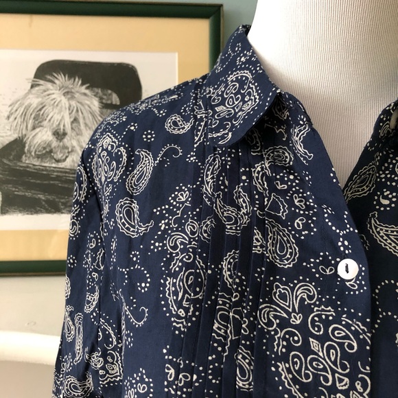 Citicraze Navy Paisley Button-Up Blouse - Picture 3 of 11